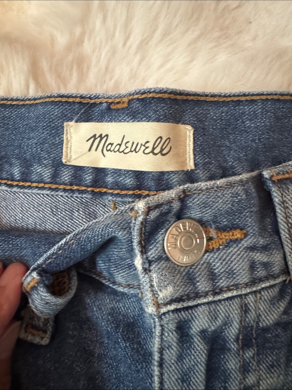 Madewell MomShortsBlue High-Rise Frayed Denim Shorts - Picture 2 of 5